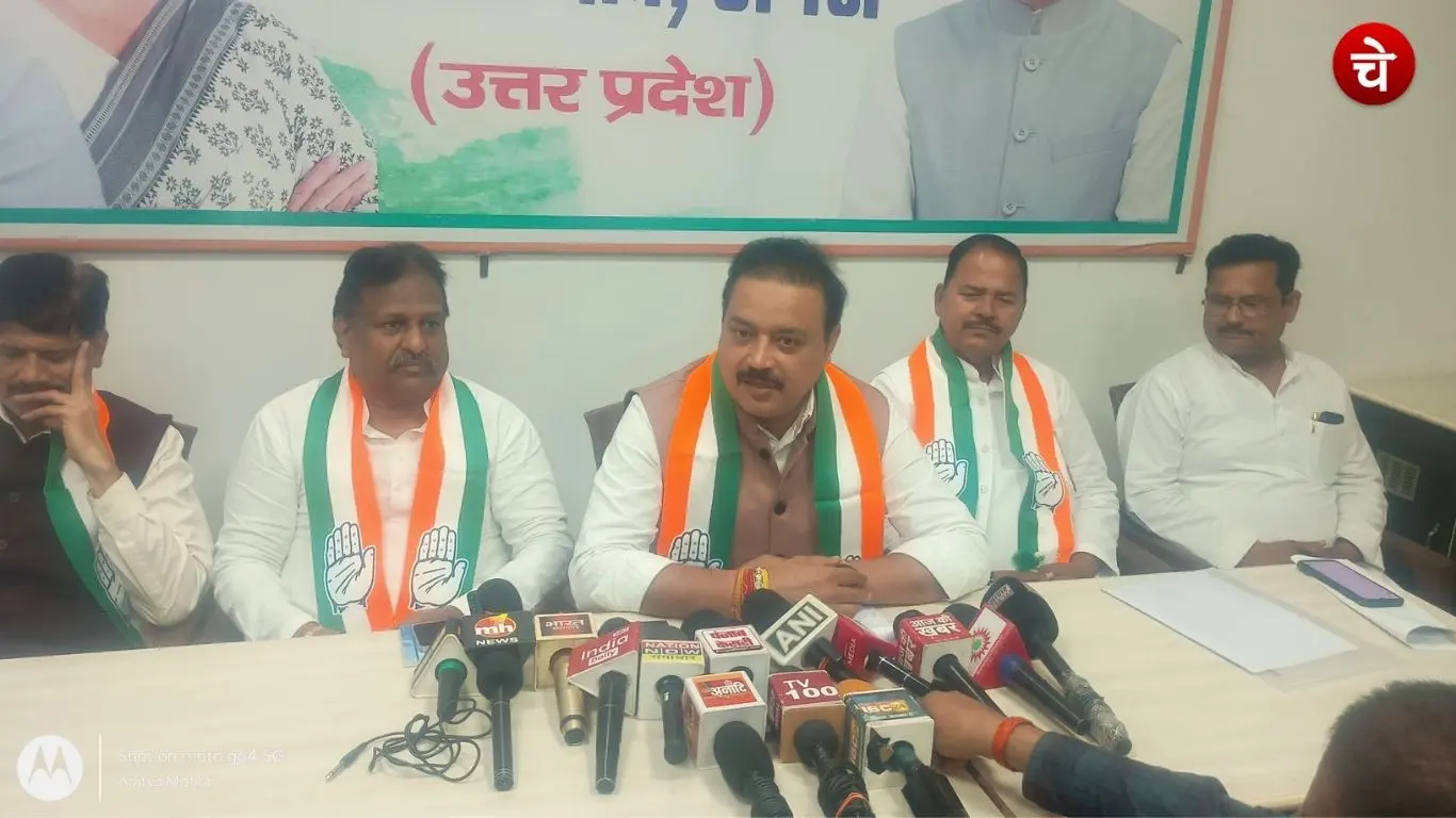 A file photo of Congress MLA Malendra Rajan during a press conference in Amethi
